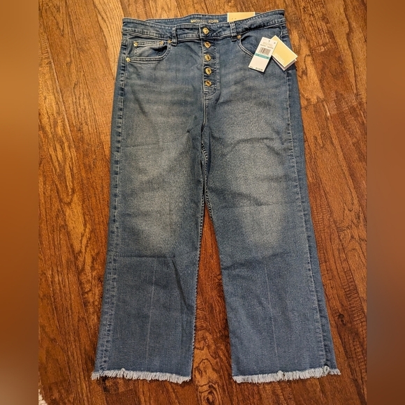 Michael Kors Women's Selma Button-Fly Cropped flare Jeans size 16 - Picture 5 of 13